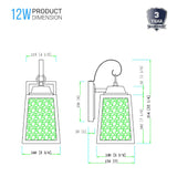 12W LED Outdoor Wall Lantern Fixture with Water Glass Shade, 4000K (Cool White), Dimmable, ETL Listed - BUILDMYPLACE