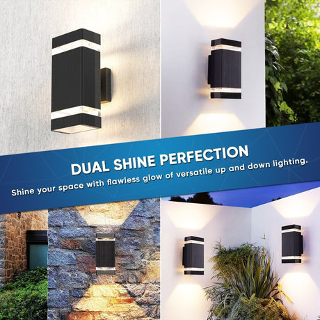 12W LED Wall Lights - Double Side Up & Down - AC100 - 277V Square - 3000K - IP65 Rated - Modern Wall Lamp - BUILDMYPLACE