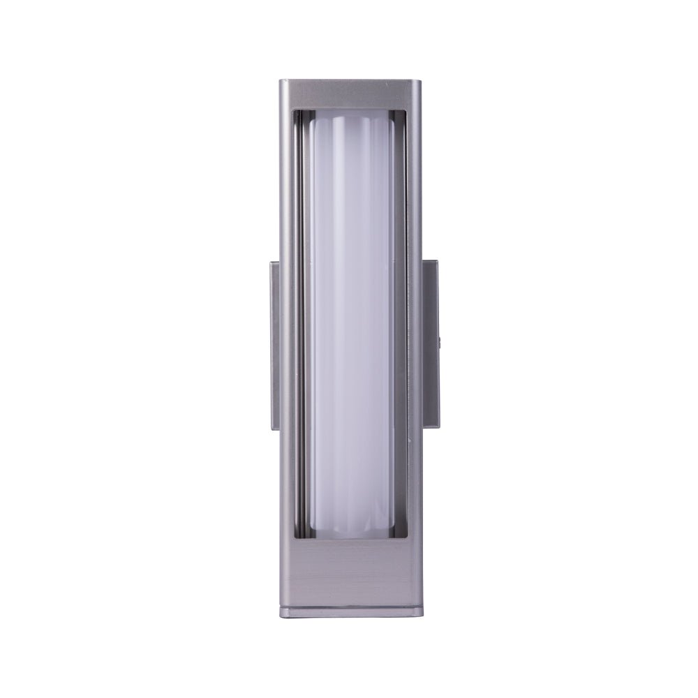 12W Modern LED Outdoor Wall Sconce Light, Silver Finish, Dimmable, ETL Listed - Wet Location - BUILDMYPLACE