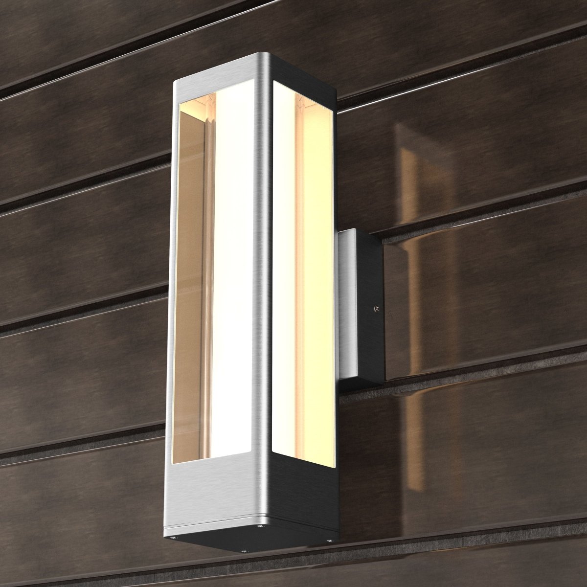 12W Modern LED Outdoor Wall Sconce Light, Silver Finish, Dimmable, ETL Listed - Wet Location - BUILDMYPLACE