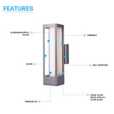 12W Modern LED Outdoor Wall Sconce Light, Silver Finish, Dimmable, ETL Listed - Wet Location - BUILDMYPLACE