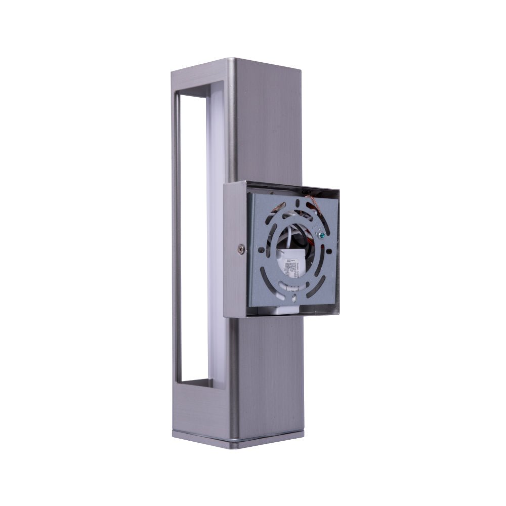 12W Modern LED Outdoor Wall Sconce Light, Silver Finish, Dimmable, ETL Listed - Wet Location - BUILDMYPLACE