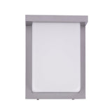 12W Rectangle Shape LED Outdoor Wall Sconce, Painted Silver Finish, White Acrylic Shade, ETL Listed - BUILDMYPLACE