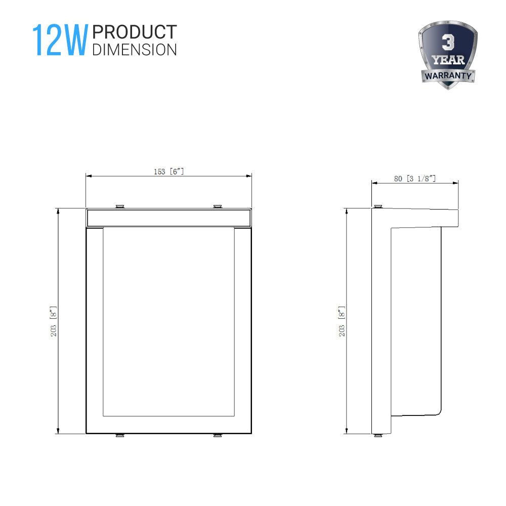 12W Rectangle Shape LED Outdoor Wall Sconce, Painted Silver Finish, White Acrylic Shade, ETL Listed - BUILDMYPLACE