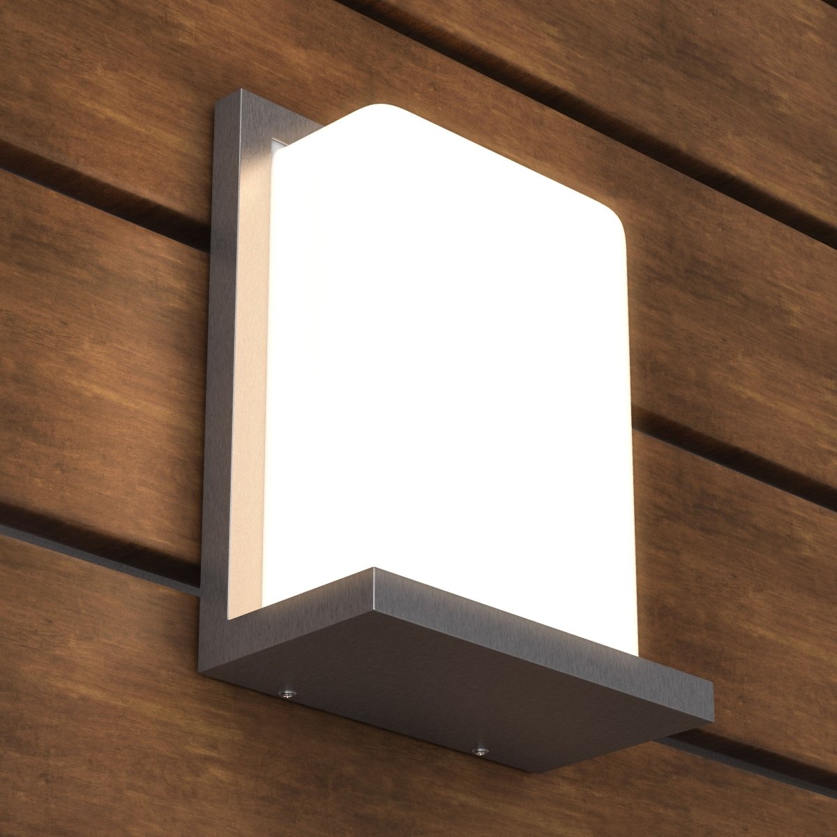12W Rectangle Shape LED Outdoor Wall Sconce, Painted Silver Finish, White Acrylic Shade, ETL Listed - BUILDMYPLACE
