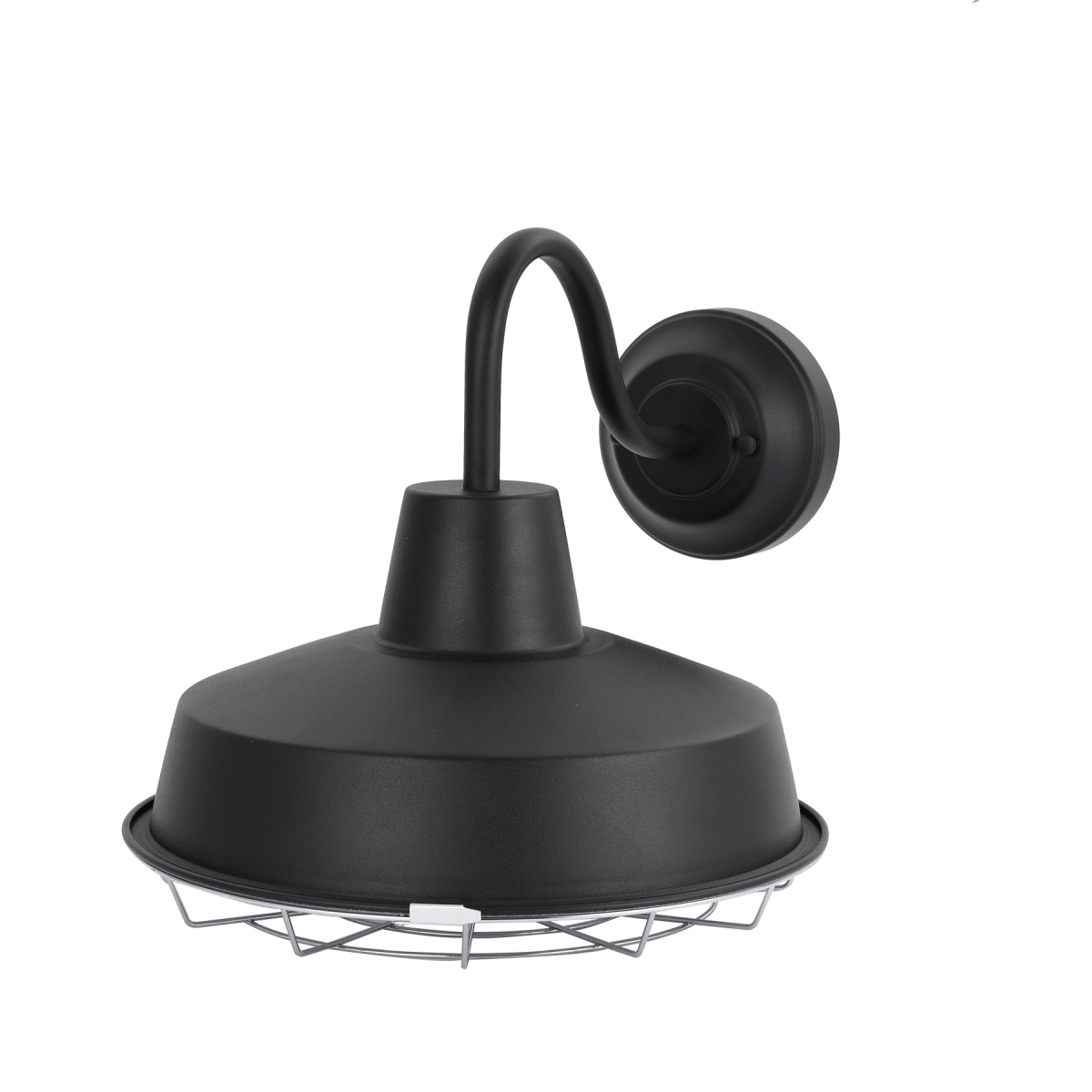 12W Textured Black Gooseneck LED Outdoor Wall Light with Nickel Cage, 3000K (Warm White), Dimmable, 1000 Lumens, ETL Listed - BUILDMYPLACE