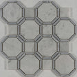 13 X 13 in. Gables Carrara Octagon White and Gray Line Polished Marble Mosaic Tile - BUILDMYPLACE