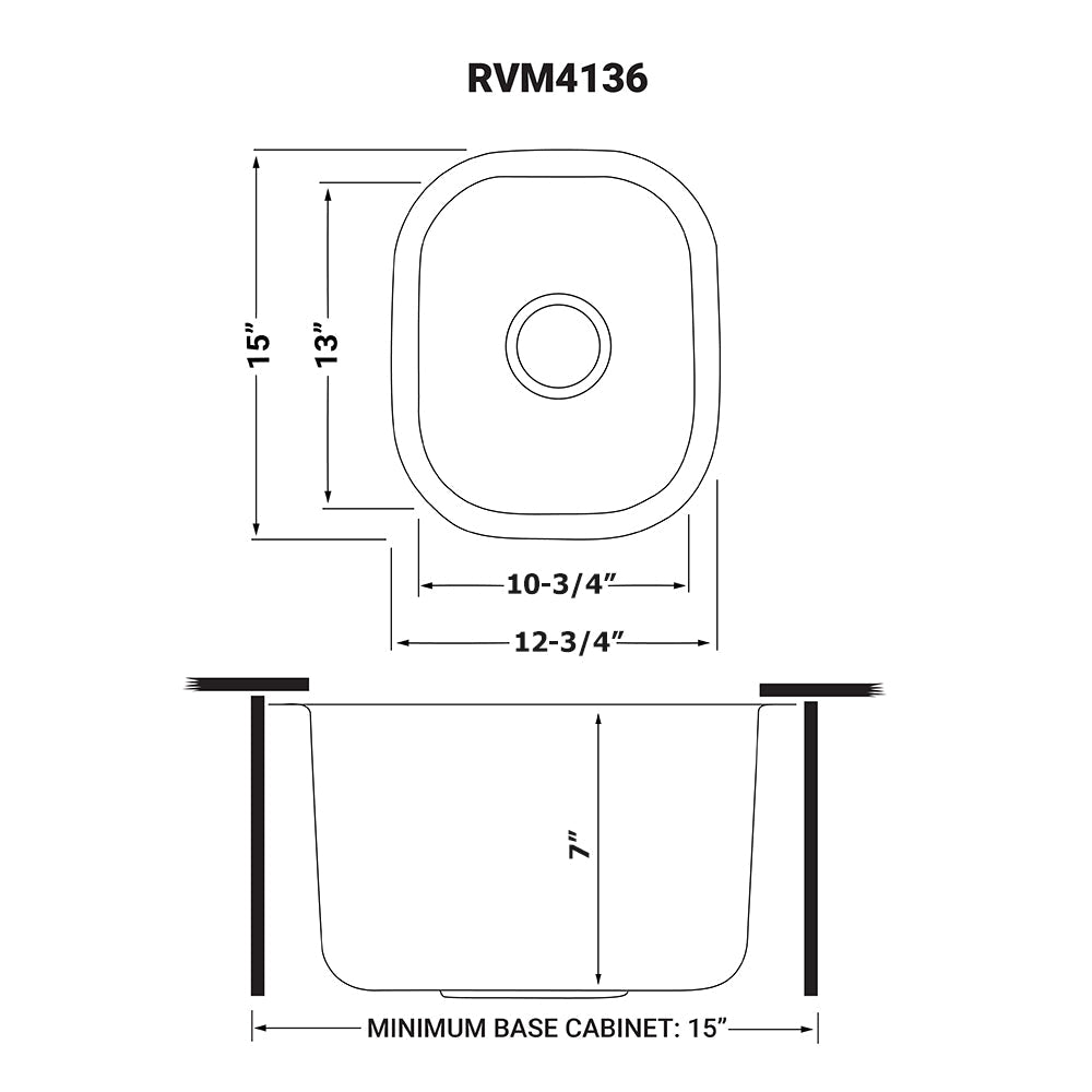 13 x 15 inch Bar Prep Sink Undermount 16 Gauge Stainless Steel - BUILDMYPLACE