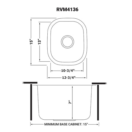 13 x 15 inch Bar Prep Sink Undermount 16 Gauge Stainless Steel - BUILDMYPLACE