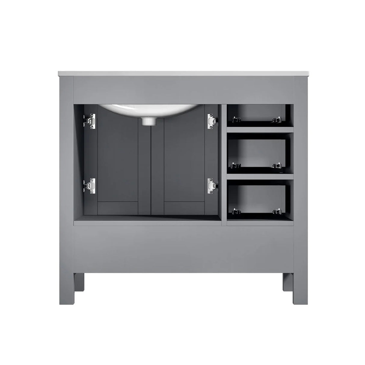 Jacques Distressed Grey Freestanding Bathroom Vanity with White Carrara Marble Top, White Square Sink