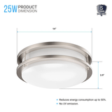 14" LED Flush Mount Ceiling Lights - 25W - Double Ring Design - 1750 Lm - Dimmable Flush Mount - BUILDMYPLACE