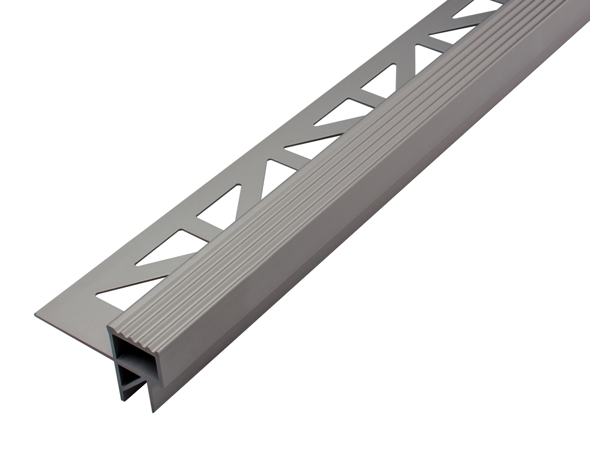 SQUARESTEP -LED – Stair nosing profile - 7/16 in. H x 11/16 in. W - nickel Anodized -Anti-slip step profile