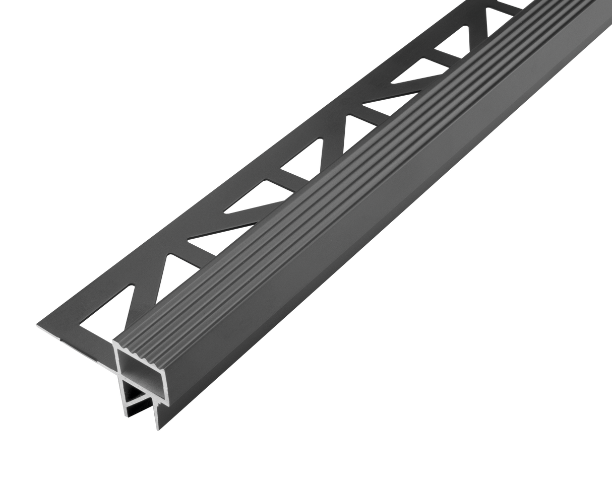 SQUARESTEP -LED – Stair nosing profile - 7/16 in. H x 11/16 in. W - matte black Anodized - stair nosing lighting