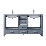Jacques Dark Grey Freestanding Bathroom Vanity with White Carrara Marble Top, White Square Sink