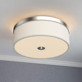 15 in. Drum Shape LED Flush Ceiling Mount Light, 20W, 4000K (Cool White), 2800LM Brushed Nickel Finish & Milky White Acrylic Shade, Hallway Light Fixtures - BUILDMYPLACE