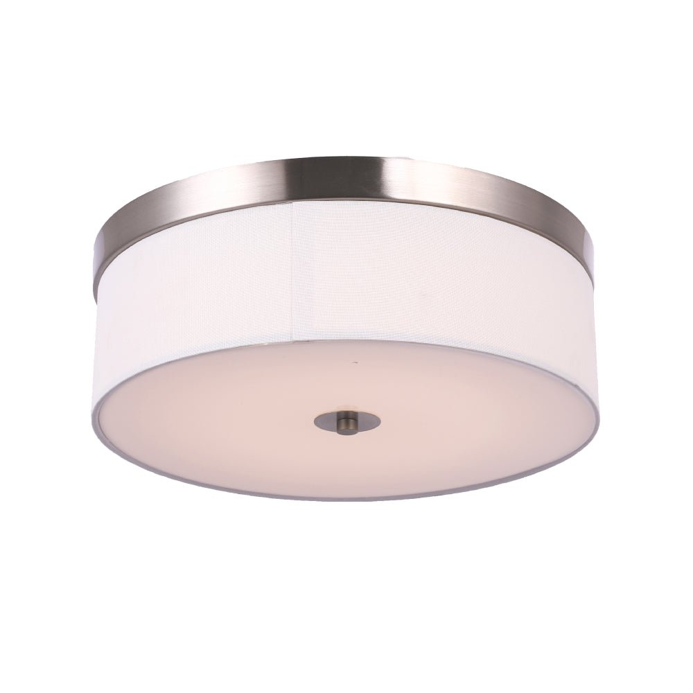 15 in. Drum Shape LED Flush Ceiling Mount Light, 20W, 4000K (Cool White), 2800LM Brushed Nickel Finish & Milky White Acrylic Shade, Hallway Light Fixtures - BUILDMYPLACE