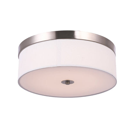 15 in. Drum Shape LED Flush Ceiling Mount Light, 20W, 4000K (Cool White), 2800LM Brushed Nickel Finish & Milky White Acrylic Shade, Hallway Light Fixtures - BUILDMYPLACE