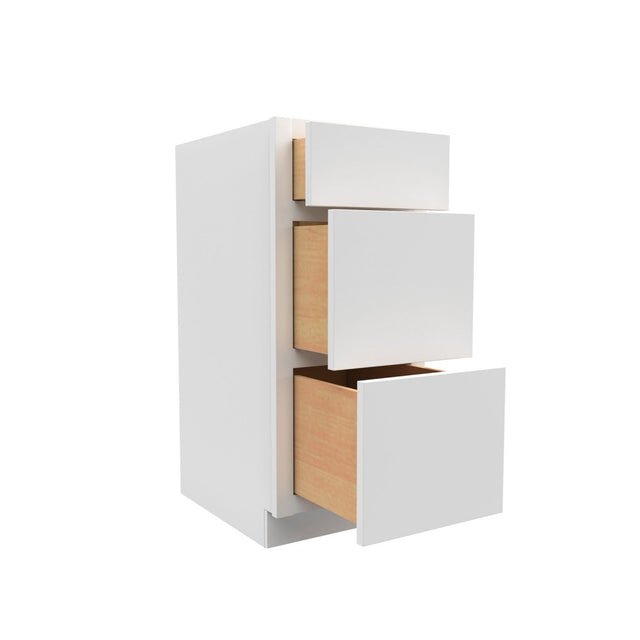 15 Inch Wide 3 Drawer Cabinet Vanity - Luxor White Shaker - Ready To Assemble, 15"W x 34.5"H x 21"D - BUILDMYPLACE