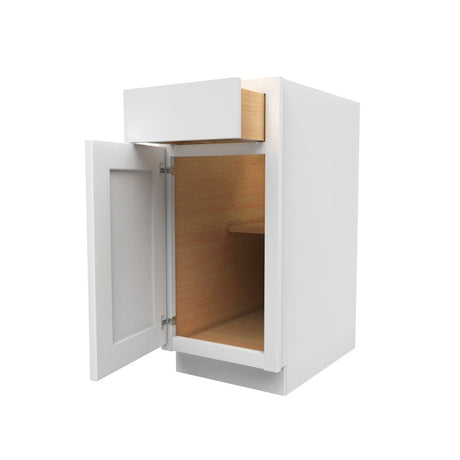 15 Inch Wide Accessible ADA - Single Door Base Cabinet - Luxor White Shaker - Ready To Assemble, 15"W x 32.5"H x 24"D - BUILDMYPLACE