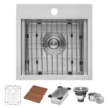 15 x 15 inch Marine Grade T - 316 Workstation Topmount RV Boat Outdoor Sink Stainless Steel - BUILDMYPLACE