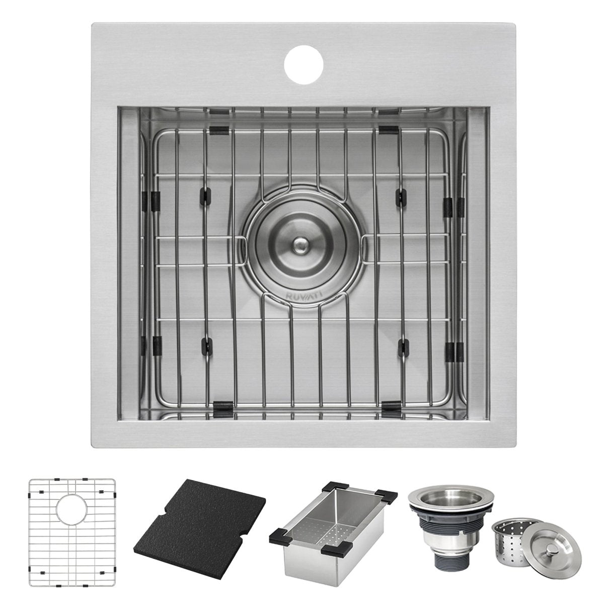 15 x 15 inch Marine Grade T - 316 Workstation Topmount RV Boat Outdoor Sink Stainless Steel - BUILDMYPLACE