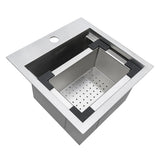 15 x 15 inch Marine Grade T - 316 Workstation Topmount RV Boat Outdoor Sink Stainless Steel - BUILDMYPLACE