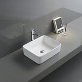 15 x 15 inch White Bathroom Vessel Sink Above Counter Porcelain Ceramic - BUILDMYPLACE