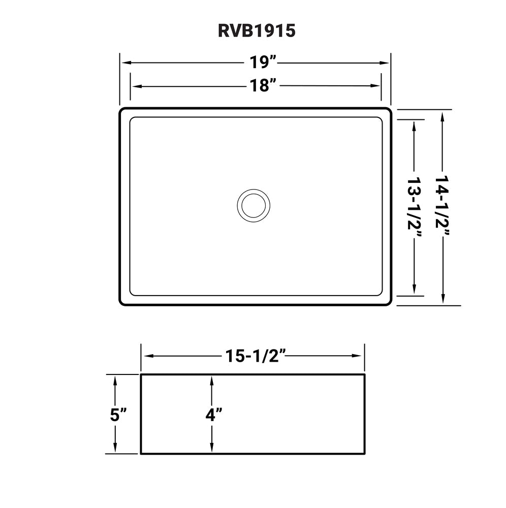 15 x 15 inch White Bathroom Vessel Sink Above Counter Porcelain Ceramic - BUILDMYPLACE