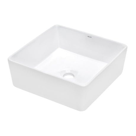 15 x 15 inch White Bathroom Vessel Sink Above Counter Porcelain Ceramic - BUILDMYPLACE