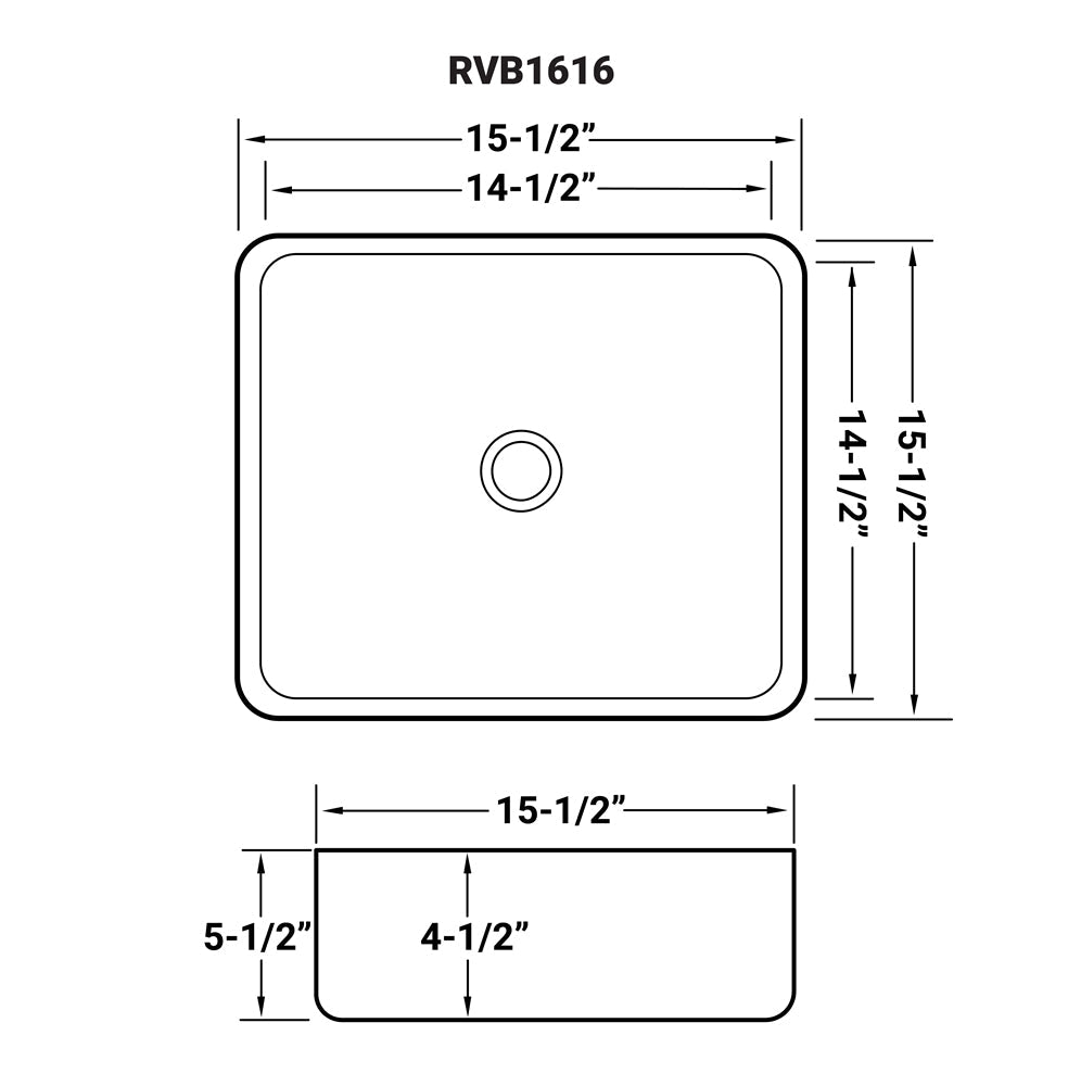 15 x 15 inch White Bathroom Vessel Sink Above Counter Porcelain Ceramic - BUILDMYPLACE