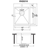 15 x 20 inch Marine Grade T - 316 Workstation Topmount RV Boat Outdoor Sink Stainless Steel - BUILDMYPLACE