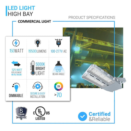 150 Watt LED Explosion Proof Area Light, STA124 Series, Dimmable, 5000K, 19500LM, AC100 - 277V, IP66, Hazardous Location Lighting Fixtures - BUILDMYPLACE