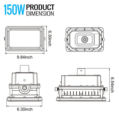 150 Watt LED Explosion Proof Flood Light, A Series, Dimmable, 5000K, 20250LM, AC200 - 480V, IP66, Hazardous Location Lighting Fixtures - BUILDMYPLACE