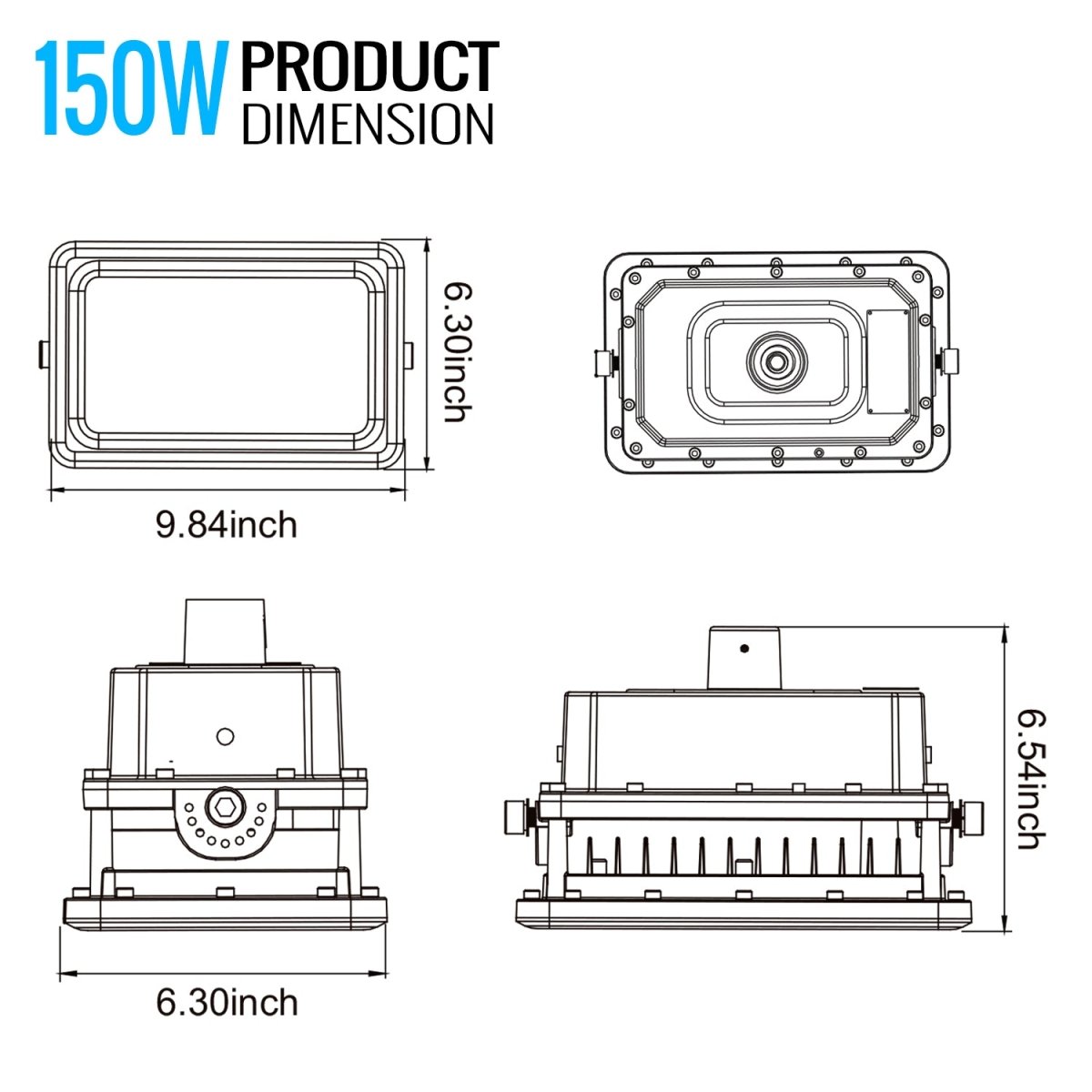 150 Watt LED Explosion Proof Flood Light, A Series, Non Dimmable, 5000K,20250LM, AC100 - 277V, IP66, Hazardous Location Lighting Fixtures - BUILDMYPLACE