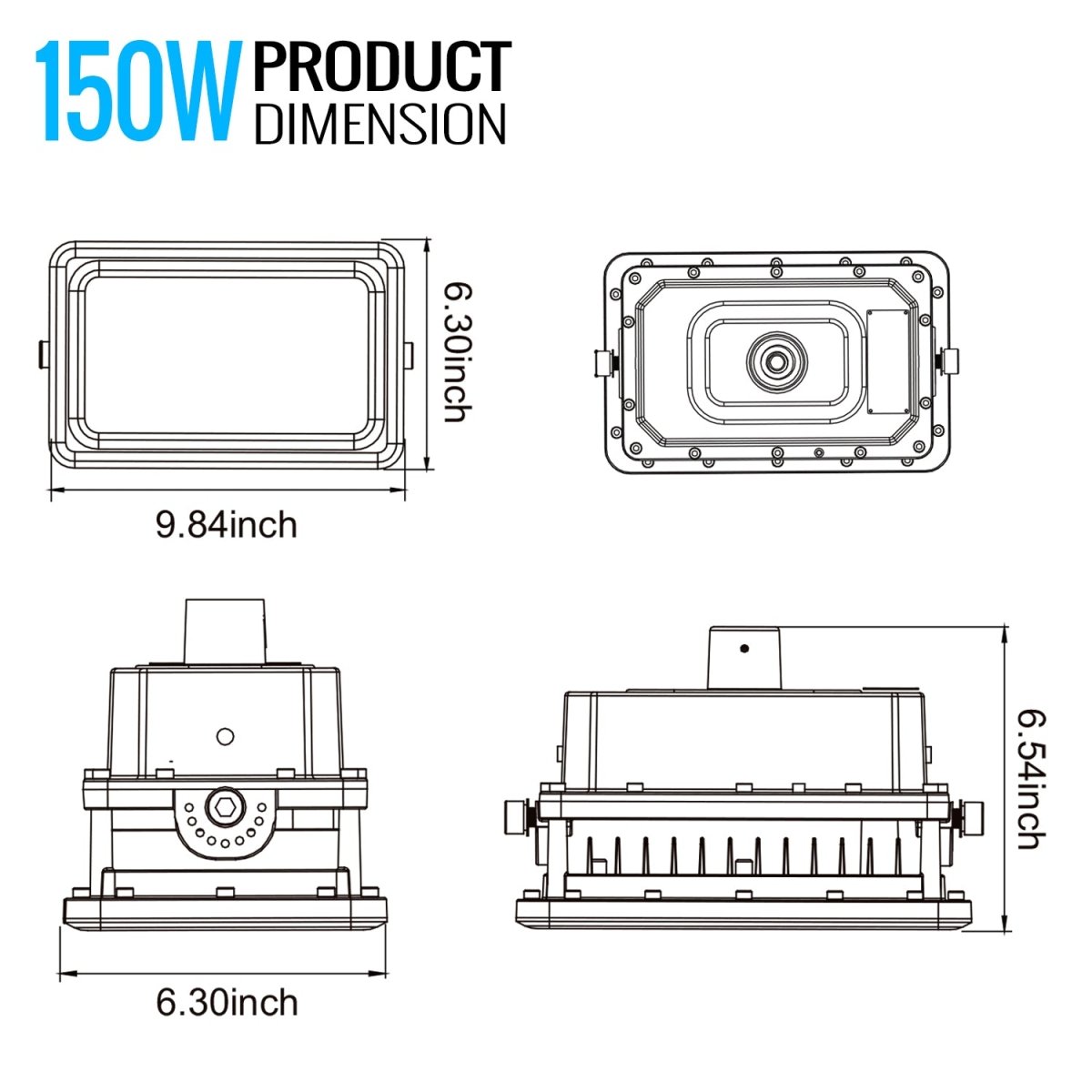 150 Watt LED Explosion Proof Flood Light, D Series, Non Dimmable, 5000K, 20250LM, AC100 - 277V, IP66, Hazardous Location Lighting Fixtures - BUILDMYPLACE