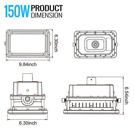 150 Watt LED Explosion Proof Flood Light, D Series, Non Dimmable, 5000K, 20250LM, AC100 - 277V, IP66, Hazardous Location Lighting Fixtures - BUILDMYPLACE