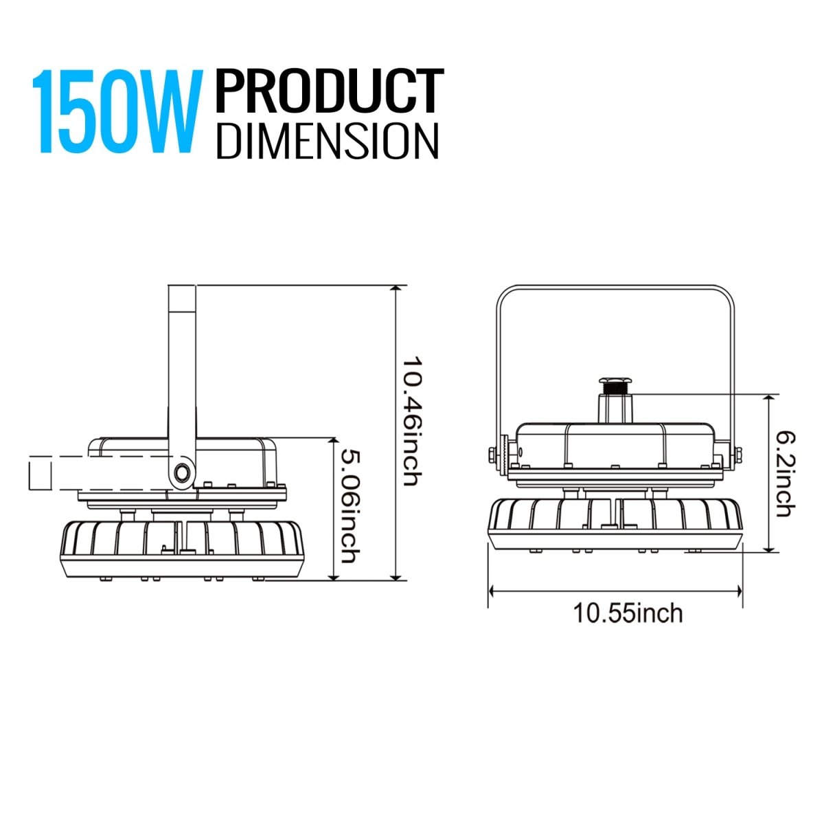 150 Watt LED Explosion Proof Round High Bay Light, B Series, Dimmable, 5000K, 20250LM, AC100 - 277V, IP66, Hazardous Location Lighting Fixtures - BUILDMYPLACE