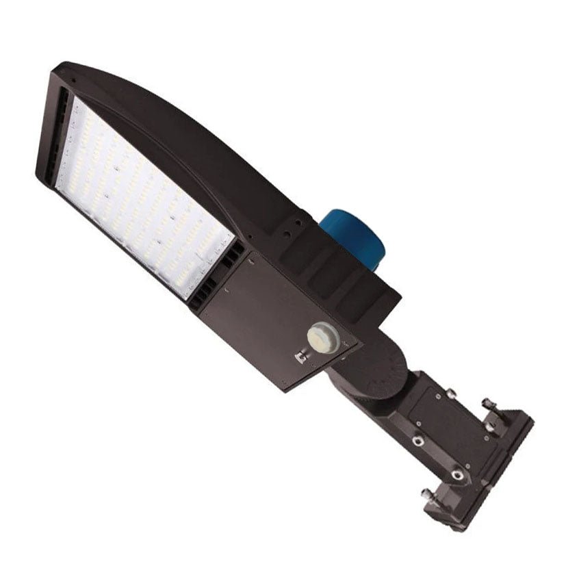 150 Watts LED Pole Light - Bronze - 5700K - Universal Mount - AC 100 - 277V - DLC Listed - Shoebox Area Light W/ Photocell & Motion Sensor - BUILDMYPLACE