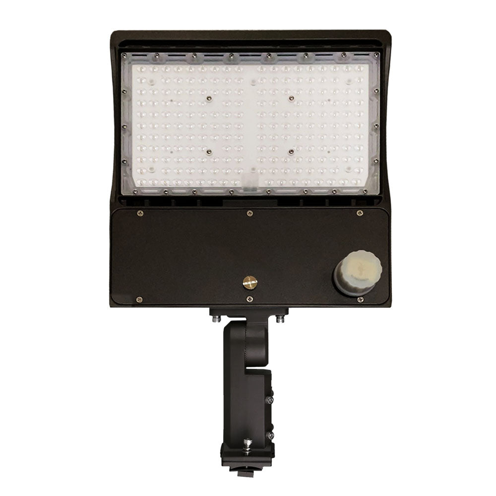 150 Watts LED Pole Light - Bronze - 5700K - Universal Mount - AC 100 - 277V - DLC Listed - Shoebox Area Light W/ Photocell & Motion Sensor - BUILDMYPLACE