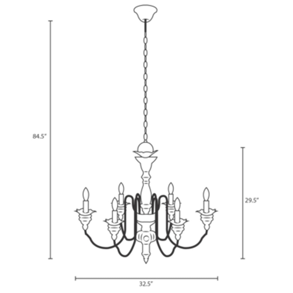 150W Dimmable Bountiful French Vintage Timeless Candelabra Chandelier - Black - Pendant Ceiling Light - Wood & Metal - BUILDMYPLACE