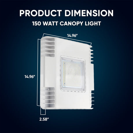 150W LED Canopy Light: 5700K, 19000LM, AC100 - 277V, DLC Premium - Recessed Surface Mount for High Bay Carports, Gas Stations, Indoor Parking, Underpasses, Loading Dock - BUILDMYPLACE