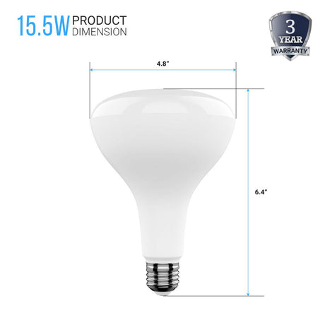 15.5W LED Light Bulbs - BR40 - 3000K Dimmable - 1100 Lm - E26 Base - Warm White - BUILDMYPLACE