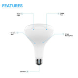 15.5W LED Light Bulbs - BR40 - 3000K Dimmable - 1100 Lm - E26 Base - Warm White - BUILDMYPLACE