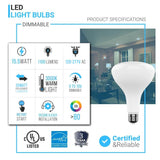 15.5W LED Light Bulbs - BR40 - 3000K Dimmable - 1100 Lm - E26 Base - Warm White - BUILDMYPLACE