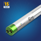 Hybrid T8 4ft LED Tube/Bulb - Glass 18W 2400 Lumens 5000K Clear, Single End/Double End Power - Ballast Compatible or Bypass (Check Compatibility List)