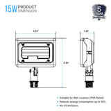 15W LED Flood Light - 100W Equivalent - Knuckle Mount - 1635 Lumens - 5700K Bronze Exterior Security Lights - BUILDMYPLACE