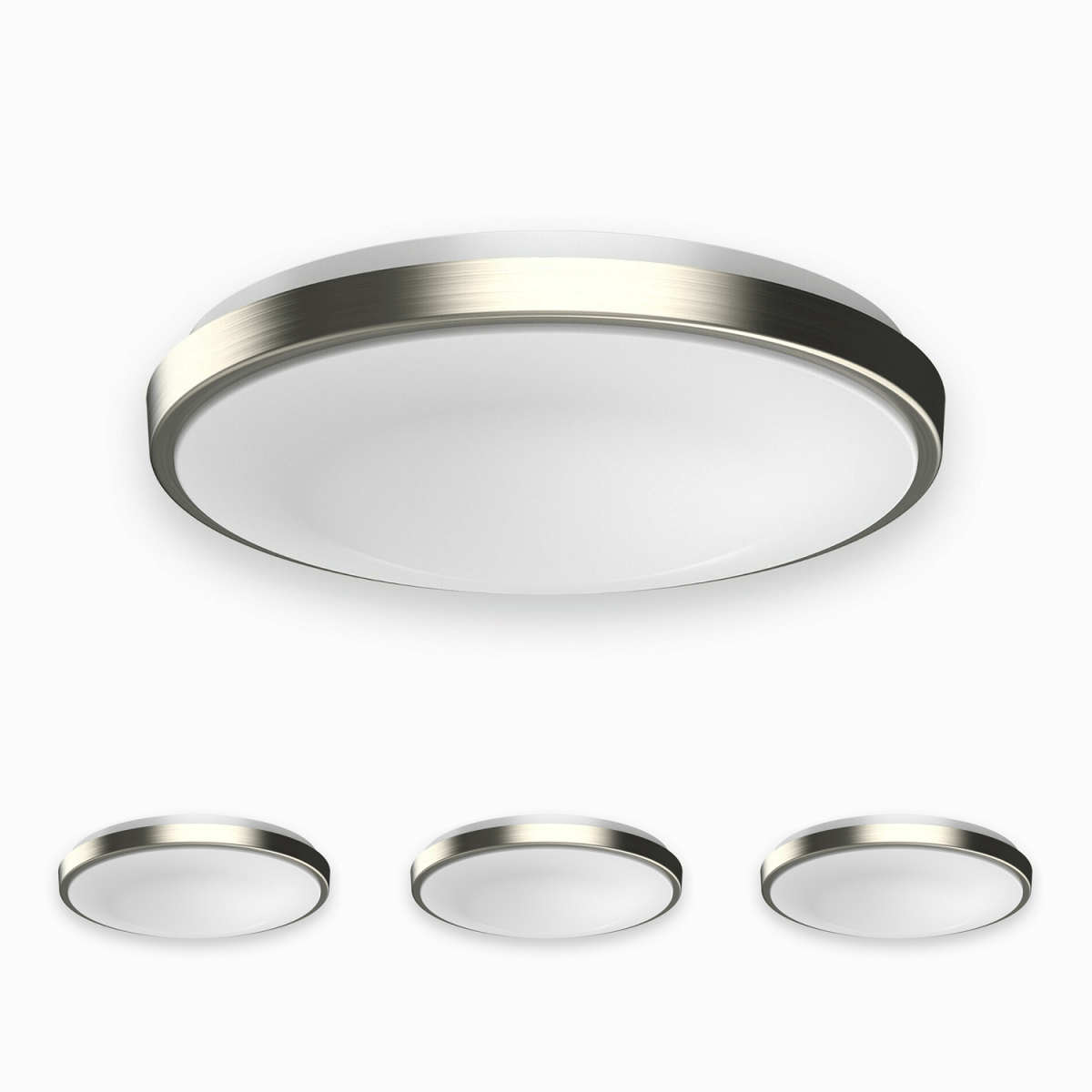 15W LED Flush Mount Ceiling Lights - 11" Round Brushed Nickel Design - 1050 Lm - Single Ring - BUILDMYPLACE