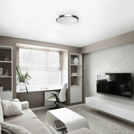 15W LED Flush Mount Ceiling Lights - 11" Round Brushed Nickel Design - 1050 Lm - Single Ring - BUILDMYPLACE