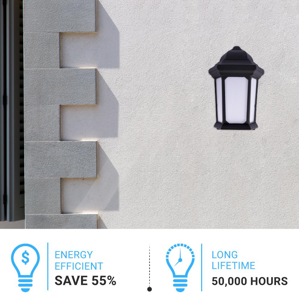 15W LED Outdoor Wall Sconce lighting Fixtures, 5000K (Daylight White), Textured Black Finish, 800 Lumens, ETL Listed - BUILDMYPLACE