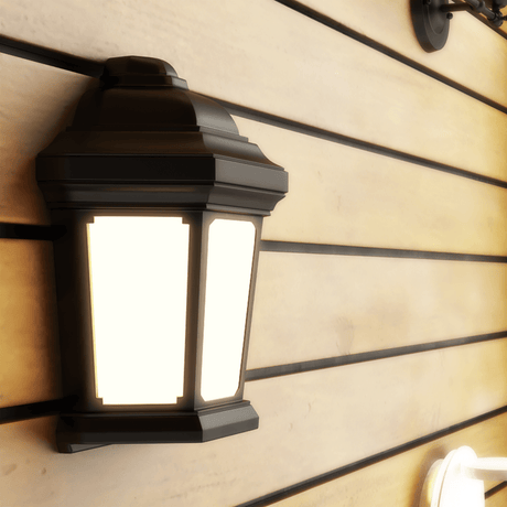 15W LED Outdoor Wall Sconce lighting Fixtures, 5000K (Daylight White), Textured Black Finish, 800 Lumens, ETL Listed - BUILDMYPLACE